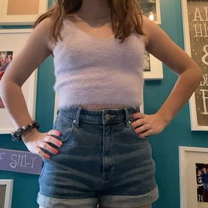 wild honey lavender fuzzy tank crop top